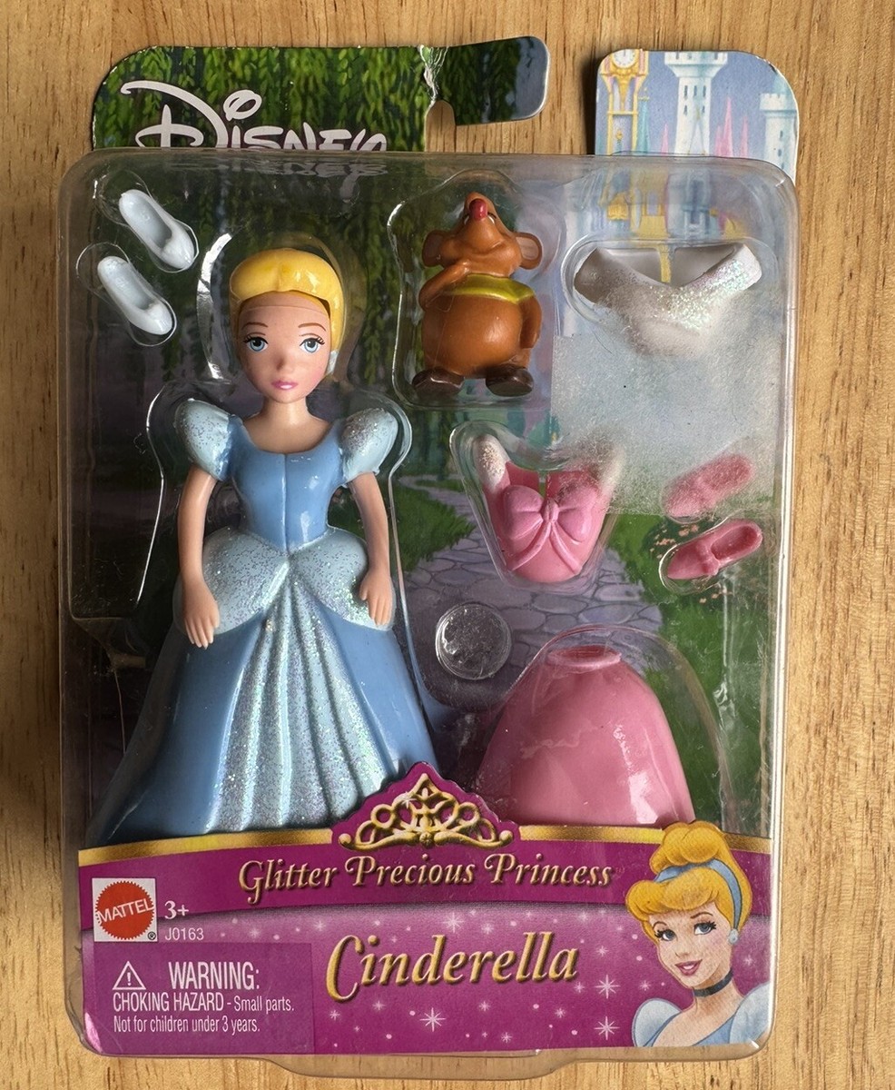 Cinderella NEW Disney Princess Mini Doll Glitter Dress Shoes Gus