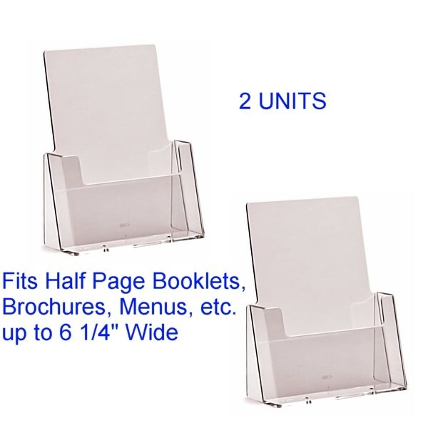 2 PACK Clear Bi-Fold Literature Holder for 5.5"W or 6"W Half Brochures (2 Units)