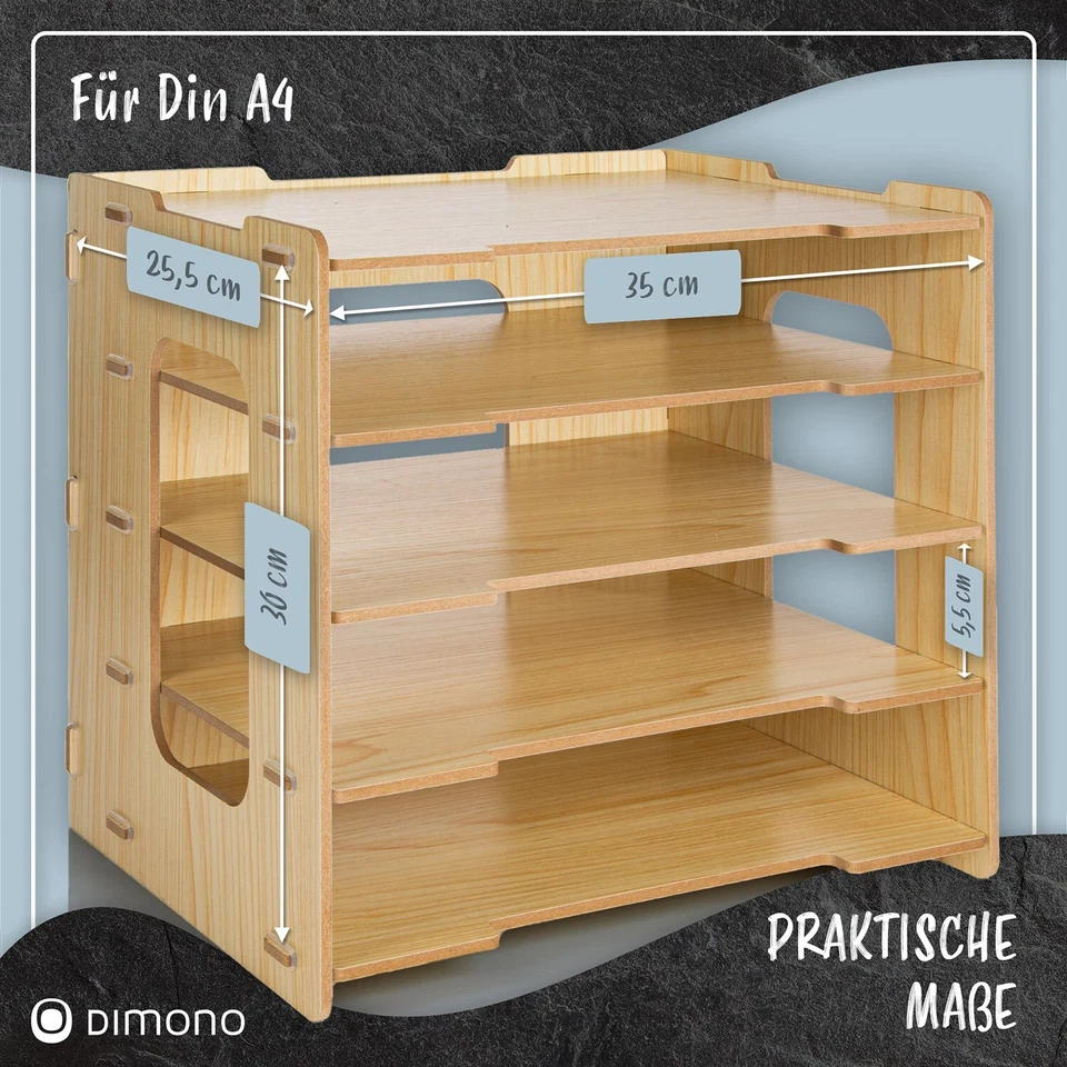 Dokumentenablage Schreibtisch-Organizer Papierablage aus Bambus Dokumentenhalter - Bild 4 von 4