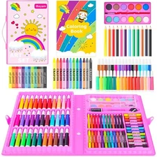 Rainbow Creations 139-Piece Art Kit: Complete Drawing and Painting Set for Kids,