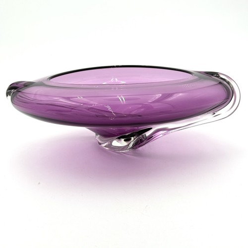 Matthew Buechner Art Glass Thames Studio Purple Oval Bowl Vase Signed Dated 1994 - Picture 4 of 19