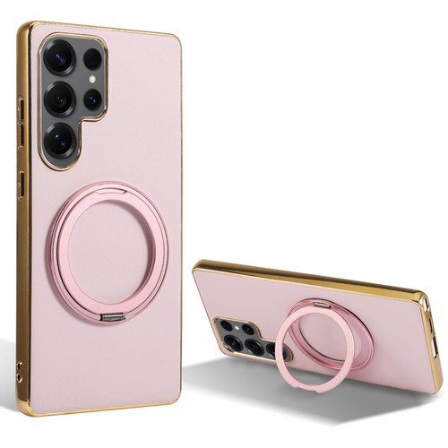 Funda magnética segura con soporte de anillo de borde enchapado en oro para Samsung S25Ultra/S24Ultra - Imagen 9 de 11