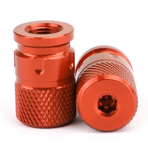 2pcs CNC Orange Anti-Thief Tire Valve Stem Caps For Car Truck Bike Motorcycle T7 - Picture 10 of 12
