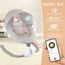 Electric Baby Swing Cradle Infant Bouncer Rocker Chair Bluetooth Music Bassinet