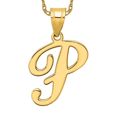 Halskette 14 Karat massiv Gelbgold Buchstabe P Initialen