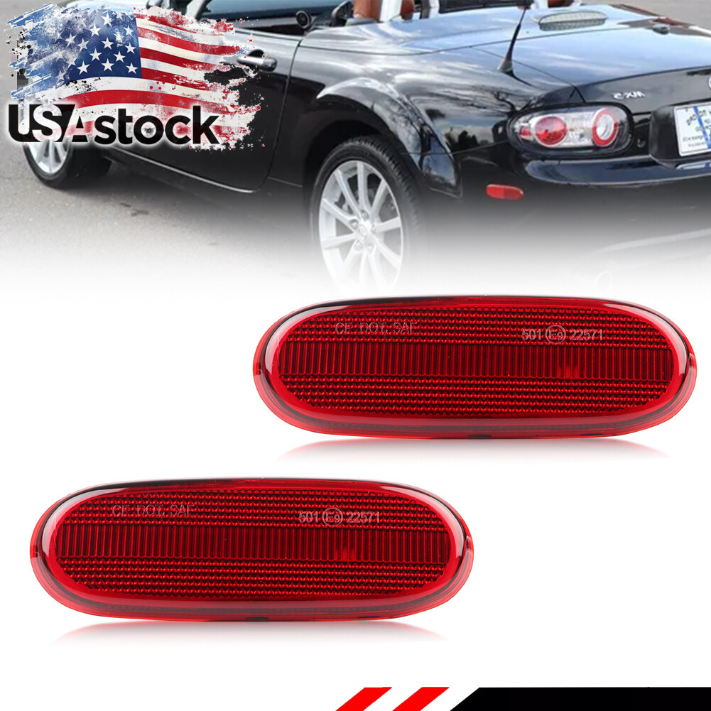 2006-2008 Mazda MX-5 Miata Red Side Marker Light Reflectors Pair