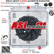 3 Rows Aluminum Radiator Shroud Fan For 1955-1959 GMC 5.2L 5.3L 5.7L 6.1L 4.4L