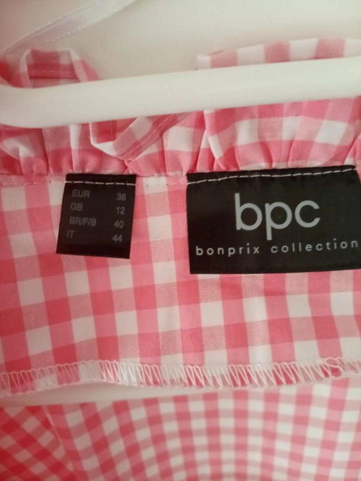 Dirndl Bluse Kariert Rosa Weiß Gr 38 - Bild 3 von 4