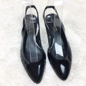 Predictions-Womens-Size-5M-Black-Patent-Faux-Leather-Kitten-Heels-Slingback