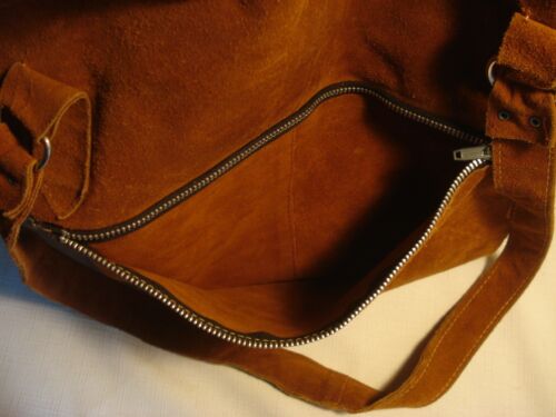 Vintage 60's / 70's Suede Leather Hippie Shoulder Handbag - Picture 4 of 5