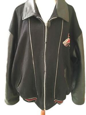 Avirex 75 Wool Leather Jacket New York Black Stitched Avirex 75 Wool Leather Jacket New York Black Stitched