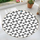 3D Black White Grid Round NA12681 Game Rug Mat Elegant Photo Carpet Mat Fay