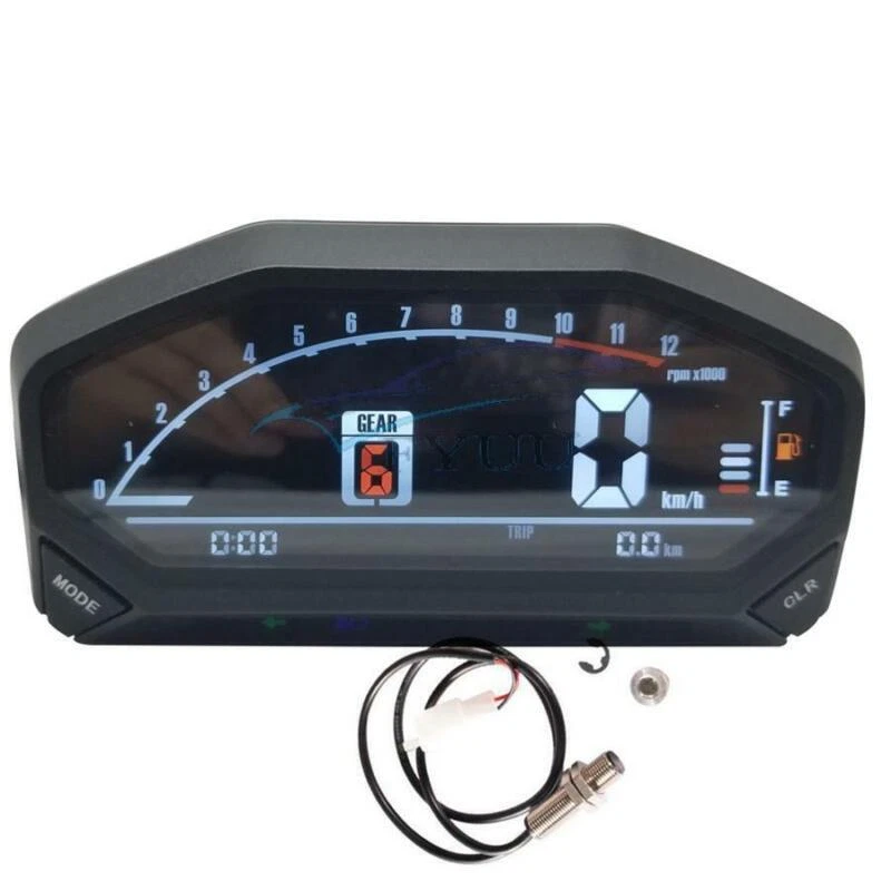 Motocicleta LED LCD Velocímetro Digital Retroiluminación Odómetro Tacómetro Impermeable Foto 3 de 4