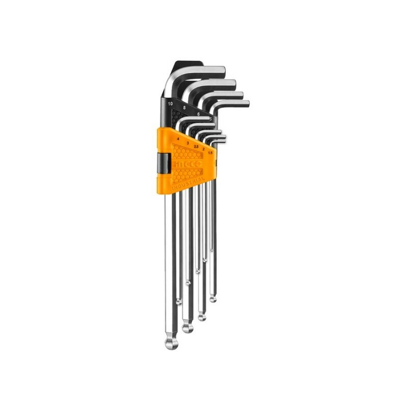 Chiavi esagonali Ball Point INGCO set 9 pz. exstra lunghe Hex Key da 1,5 a 10 mm