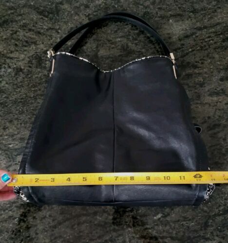 COACH MADISON PHOEBE BLACK TWO-TONE PYTHON LEATHER SHOULDER BAG TOTE PURSE - Picture 4 of 17