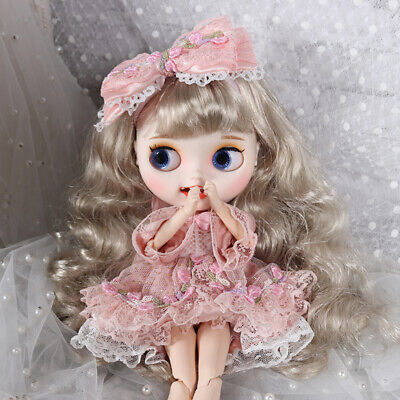 New 12" Blythe Doll Nude Long Curly blond hair from factory matte skin face 1626
