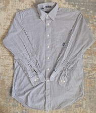 Chaps Ralph Lauren Men's 15 32-33 Blue White Striped Cotton Dress Shirt