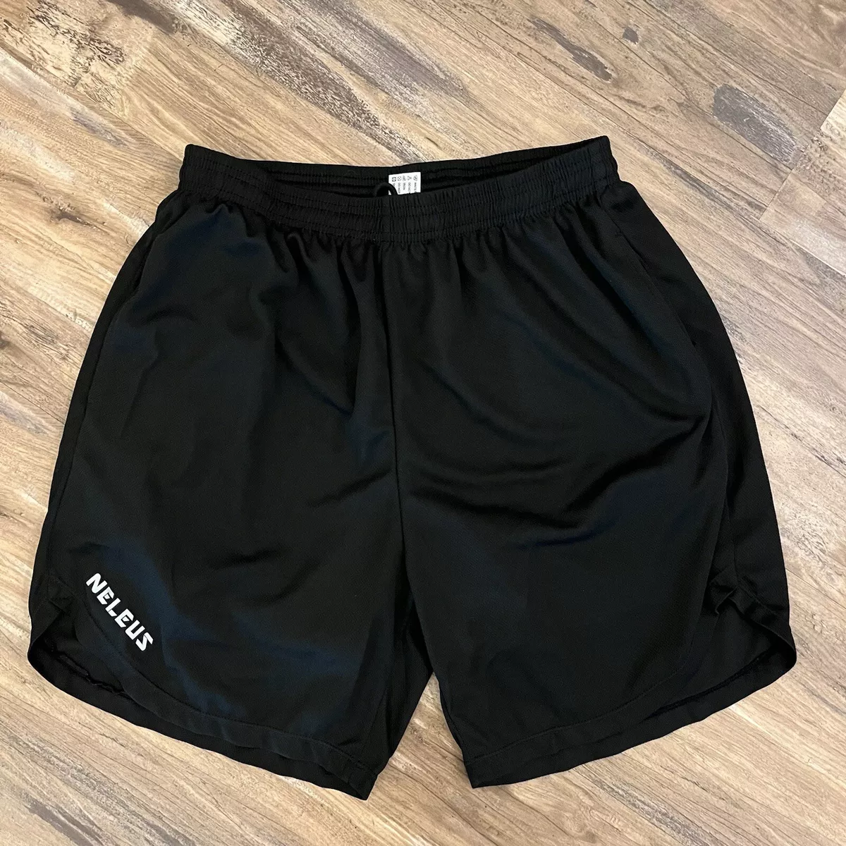 Men's Neleus 2 in 1 Dry Fit Lined Running Workout Shorts sz M Black White