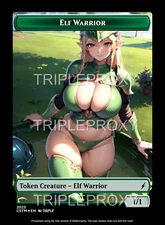 Token Custom anime Waifu Elf Warrior 1/1 - High Quality Altered Art Custom Cards