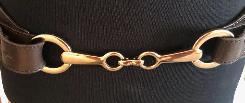 Banana Repubic широкий кожаный ремень с золотой Snaffle бит цепочка сделано в Италии M - Изображение 2 из 4