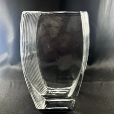 GALLERY ORIGINALS MCM Style 8” Rectangular Lead Crystal Vase With Fluted Sides