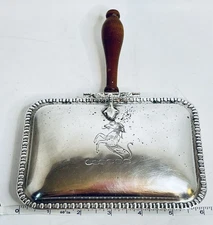 Vintage Silent Butler Crumb Tray￼Silver Plated Wood Handle Marked EPC 280