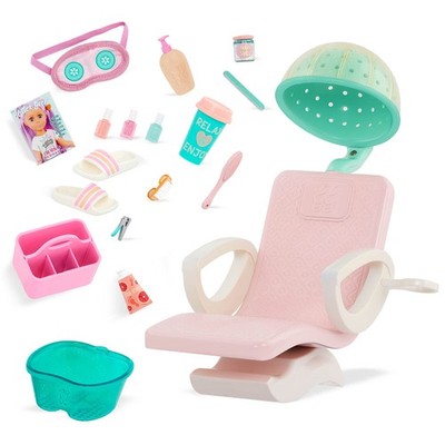   14-Inch Doll Accessories   Salon Chair & Styling Playset   Hooded Hair Drye...