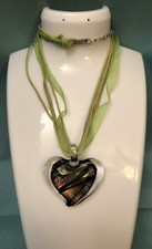 10" Heart Shape Blown Glass Multi-colored Necklace