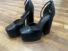 Dream Pairs Black Chunky Platform Block Heels with Ankle Strap 8.5 Like New