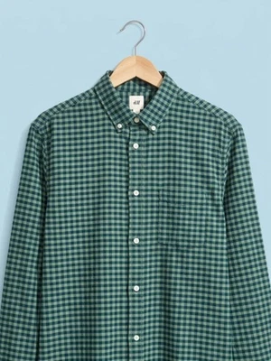H&M Green and Teal Gingham Button-Down Shirt - Image 1 of 4