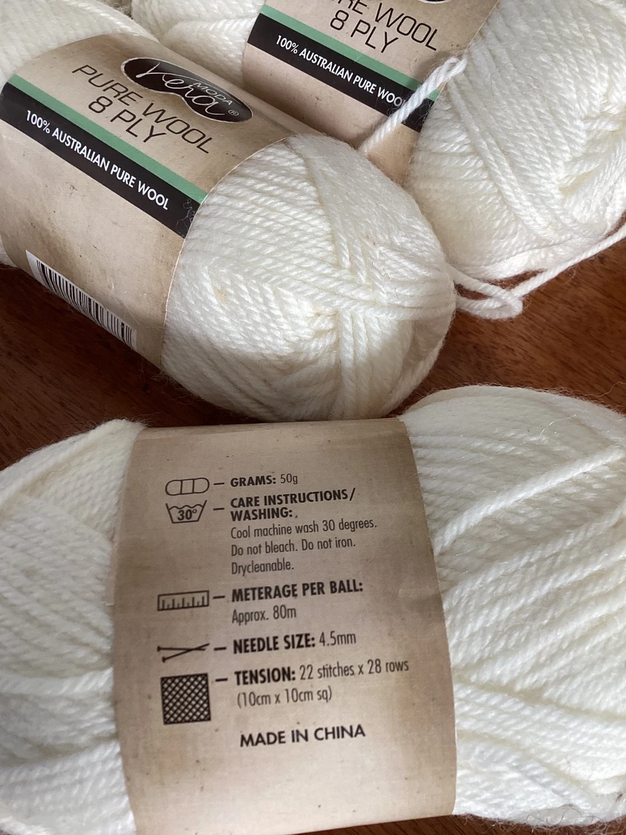 pure wool  moda vera   8 ply 50g   aussie WOOL yarn 8 balls