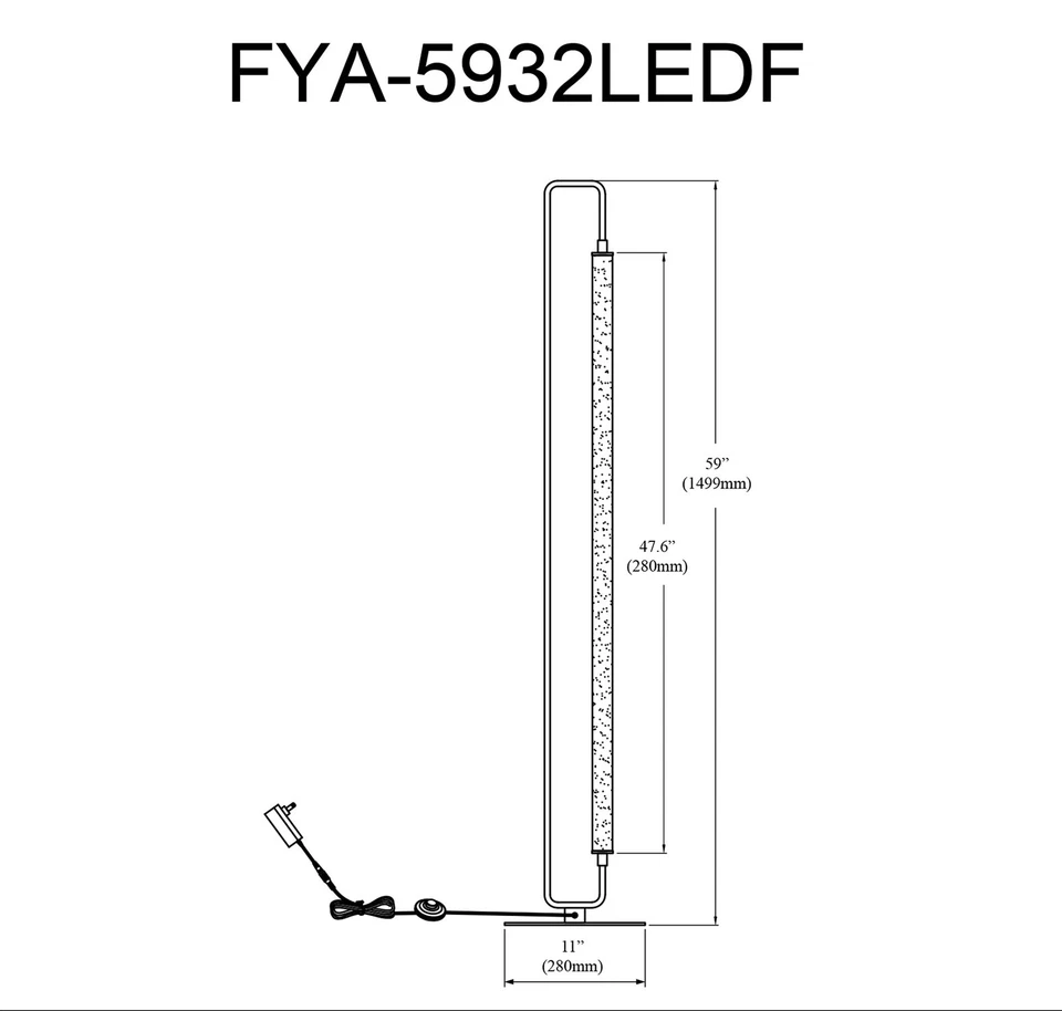 Dainolite FYA-5932LEDF Freya 59" Tall Accent Floor Lamp - Brass - Image 2 of 4
