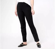 Belle by Kim Gravel Petite Straight Leg Ponte Pants Black 8 New