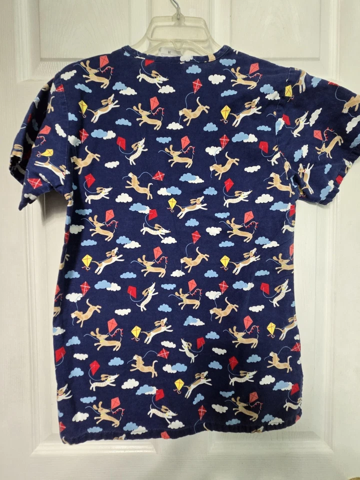 UA Scrubs Scrub Top size XS-Navy/Red Dogs-LET'S GO FLY A KITE-Chest 18.5"/L26.5" - Image 2 of 4