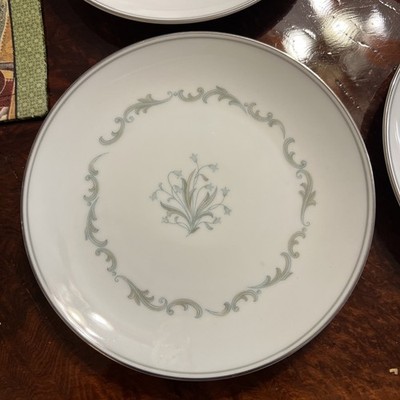 Set Of 4 Chaumont 6008 Noritake Bread & Butter Plate Blue & Gray Scrolls Flowers