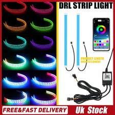 2x 60cm RGB Sequential Flexible LED DRL Turn Signal Strip Remote For Headlight