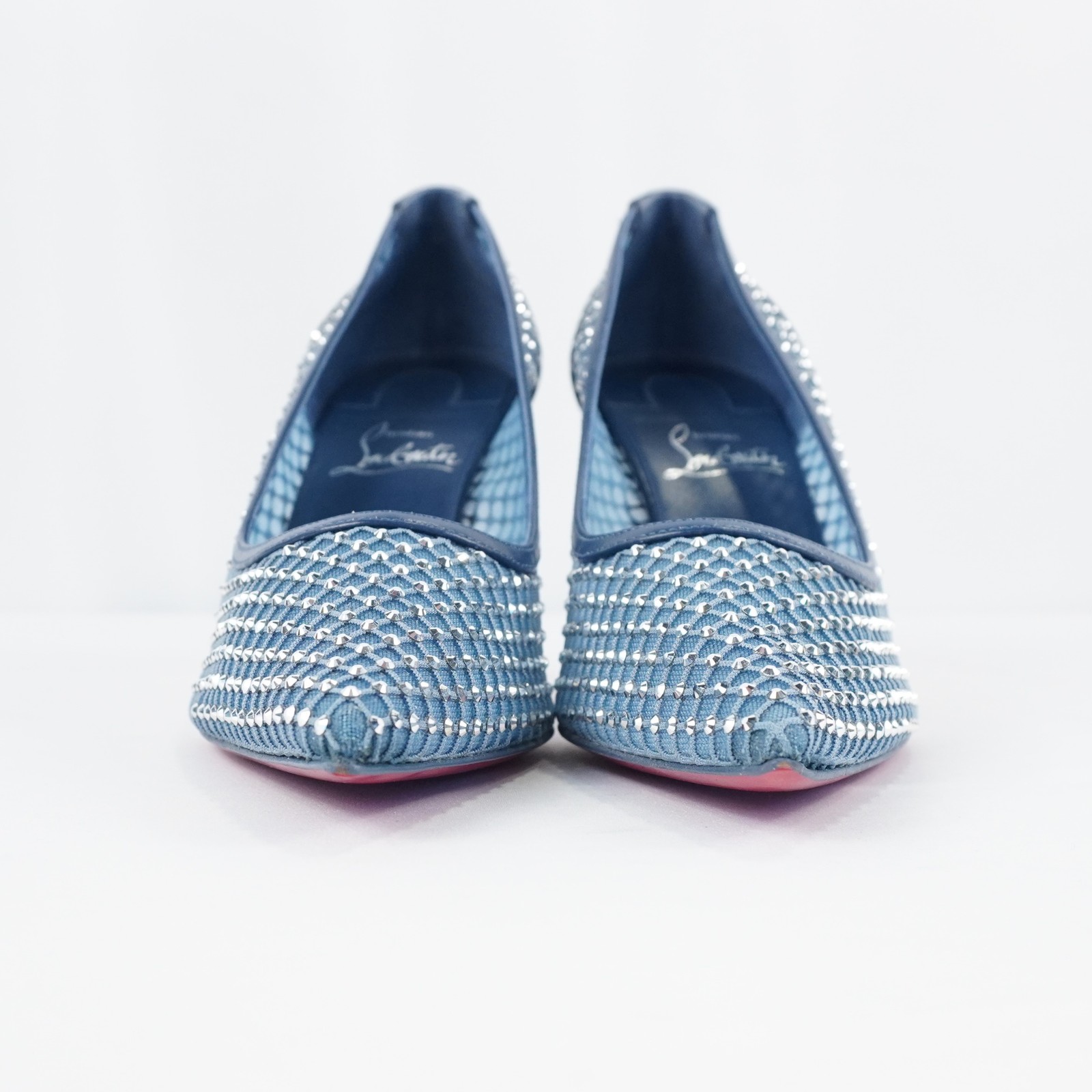 Christian Louboutin Apostropha Crystal Mesh Pumps In Blue - Women's Size EU 37.5