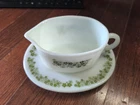 Vintage Pyrex Spring Blossom Crazy Daisy Gravy Boat & Underplate USA EUC