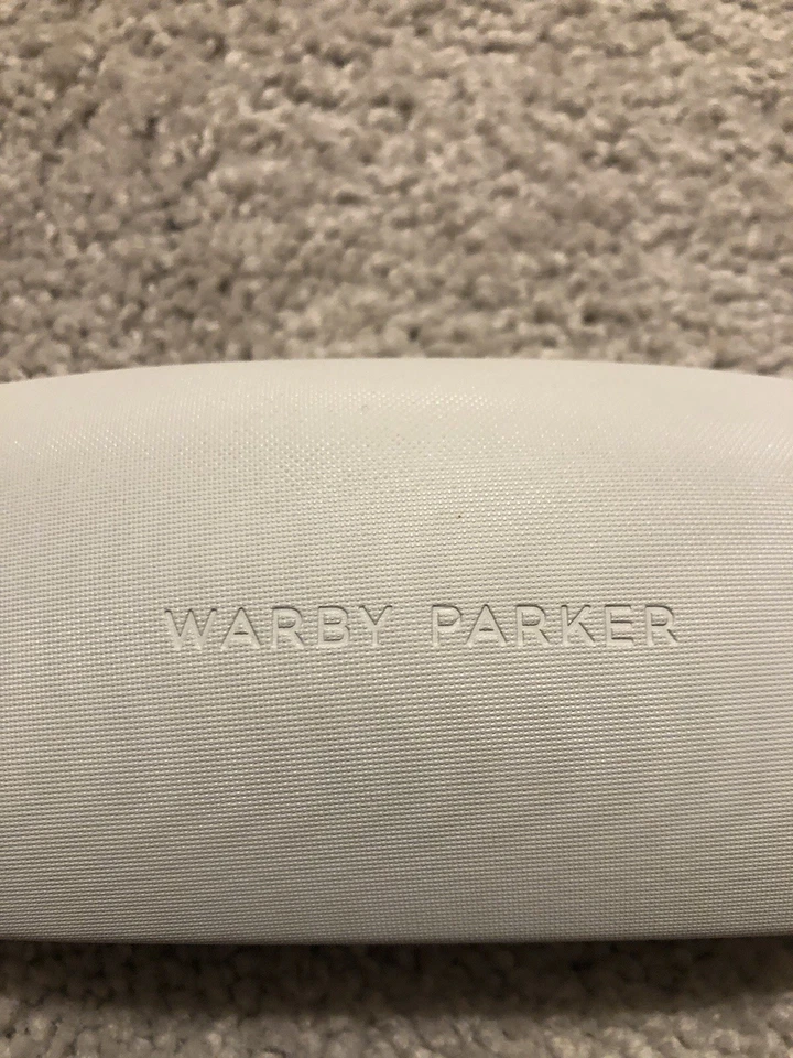 Warby Parker Gris Anteojos Gafas Estuche Rígido VACÍO Auténtico Blanco Azul Foto 2 de 4