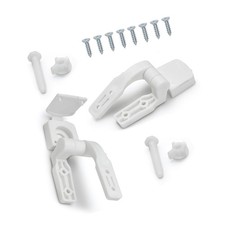 White Plastic Toilet Seat Hinge Replacement with Bolts, Screws, and Nuts, Uni...