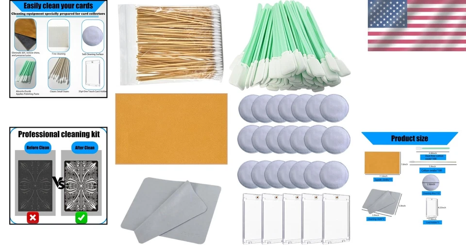 Trading Card Cleaning Kit Sports Cards Care Tools Plastic Holders TCG Collectors - Image 2 of 4