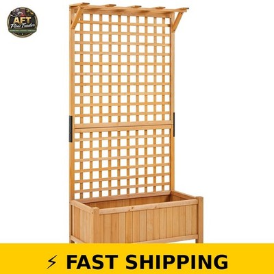 Yaheetech 72'' H Fir Wood Planter with Trellis - Light Brown