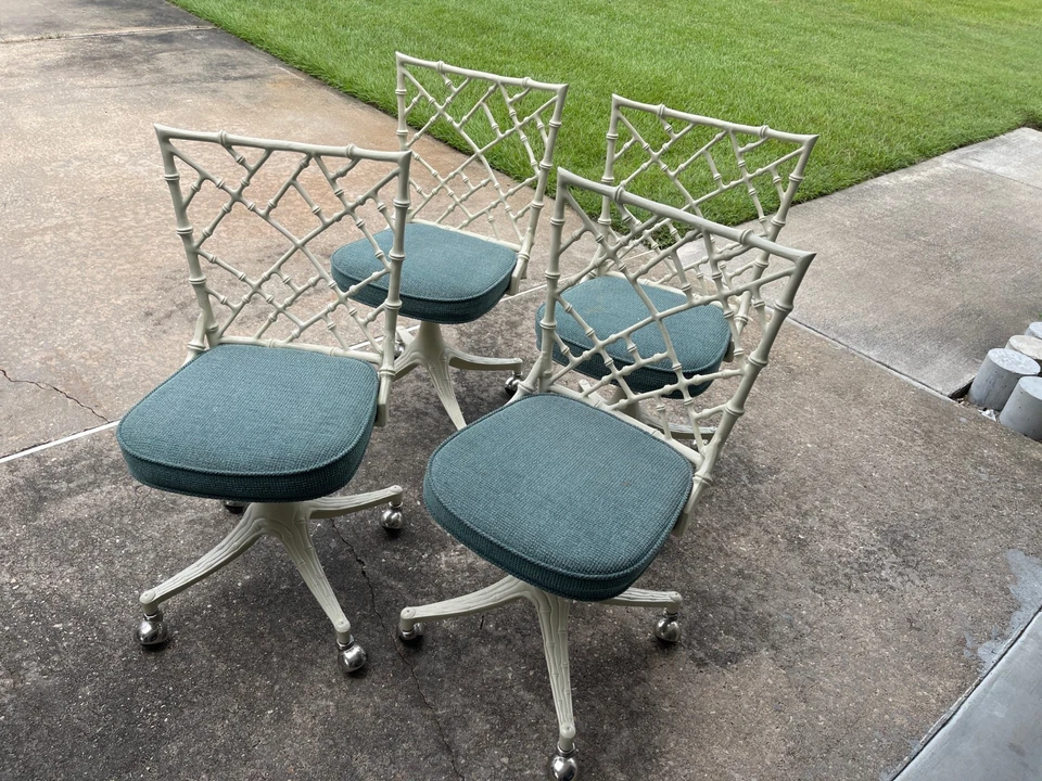 Juego de 4 sillas de comedor/cocina Phyliss Kessler bambú aluminio fundido ¡IMPECABLES! Foto 2 de 4