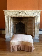 Antique important pouf-stool-old-fringe wooden decoration Napoleon III 19th 70c