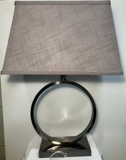 Circle Table Lamp Metal Brushed Nickel Look 25  Tall 12  Round 5  Wide W/O SHADE