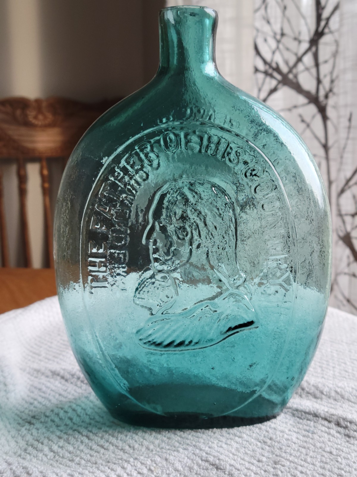 Old Rich Shaded Teal Dyottville Quart Washington Taylor Historical Flask Crisp