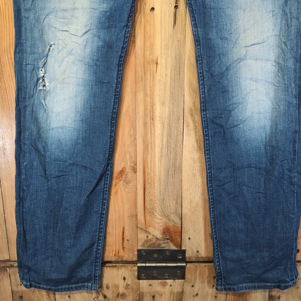 Diesel Distressed Ripped Mens Jeans Slim Tapered Blue Button Fly W31 L30 - Image 3 of 4