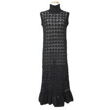 GANNI Gunny Dress Black Size: XS Sleeveless Midi Knit Openwork High Used BEEG-0