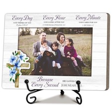 Religion Picture Frame for Mom-Christian Photo Frame for Mom-Cross Flower