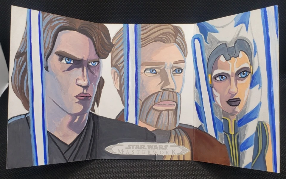 Star Wars Masterwork Triptych of Anakin, Obi-Wan, & Ahsoka By Benjamin Lombart - Image 2 of 4